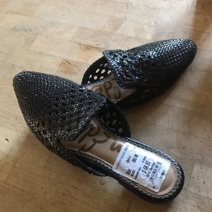 Darling Black braided leather mules